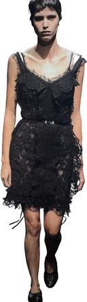 Lanvin Vintage Black Lace Cocktail Dress Size L