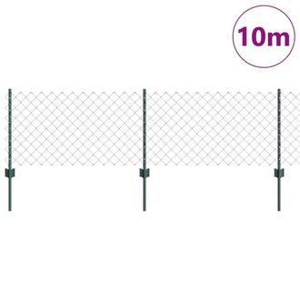 Berkfield Home Stylish Chain Link Fence with 10 U Posts Green 0.6x10 m Steel