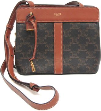 Celine Teen Cabas De France Triomphe Coated Canvas Brown Canvas Handbag (Pre-Owned)