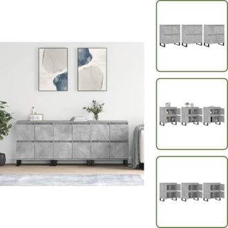 vidaXL Credenze per casa - vidaXL Credenze 3 pz Grigio Cemento in Legno Multistrato - Credenze con supporto a parete