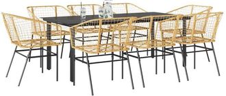 vidaXL Juego Comedor Jard&iacute;n 9 Pzas Rat&aacute;n Sint&eacute;tico Marr&oacute;n Vidaxl