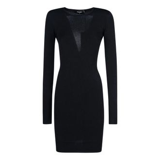 Dsquared2 Kleedjes, Dames, Zwart, S, Gebreide Jurk