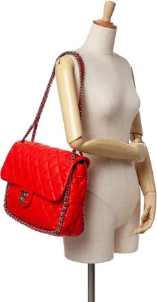 Chanel Hobo Bags - 2011 Maxi Washed Lambskin Chain Around Flap - Gr. unisize - in Rot - für Damen