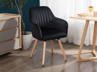 Vente-Unique Sedia con braccioli ELEANA - Velluto e Legno - Grigio