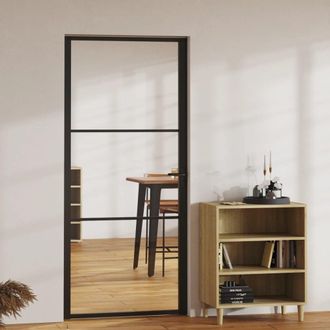 Berkfield Home Interior Door ESG Glass & Aluminium 93x201.5 cm Black