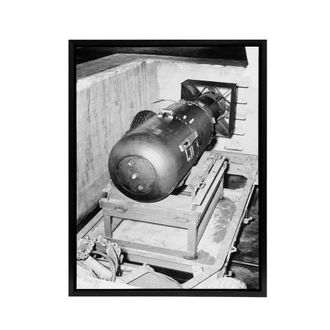 Artery8 USA Atomic Bomb Little Boy WWII Framed Canvas Wall Art Print in Grey | Size: W24 x H32
