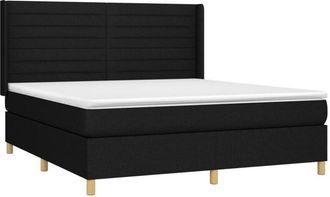 vidaXL Vidaxl - Cama Box Spring Colch&oacute;n Y Luces Led Tela Negro 160x200 Cm