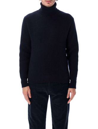 Fortela Leona Merino Wool Cashmere Blend English Ribbed Turtleneck