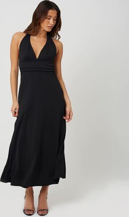 Brave Soul Vestito midi allacciato al collo in jersey nero