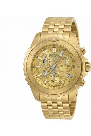 Invicta Reserve 50993 Herenhorloge - Quartz Uurwerk - Roestvrij Staal met Gouden Wijzerplaat - 47 mm