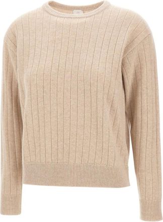 Eleventy Trui met ronde hals - Dames - Ronde hals truien - Beige - L - Wol - Truien & Vesten