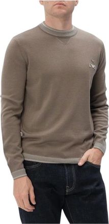Emporio Armani Maglia girocollo - Heren - Ronde hals truien - Beige - L - Wol - Truien & Vesten