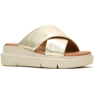 Hush Puppies Uplift Leather WoMens Champagne Sandals - Gold - Size UK 7