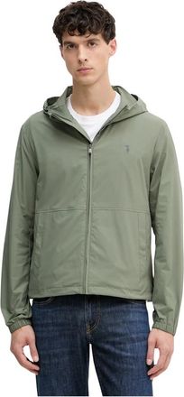 Trussardi Hooded Jacket in Microfibre - Heren - Zomerjassen - Groen - L - Polyester - Jassen