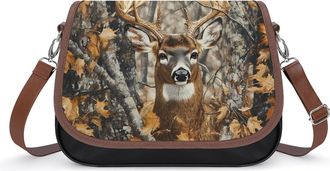 Generic Deer Camouflage Hunting Crossbody Bag Womens Handbag PU Message Bags Shoulder Purse with Adjustable Strap