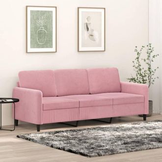 vidaXL Sof&aacute; De 3 Plazas Terciopelo Rosa 180 Cm Vidaxl