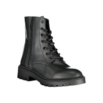 Calvin Klein Lace-Up Polyurethane Ankle Boot - Black