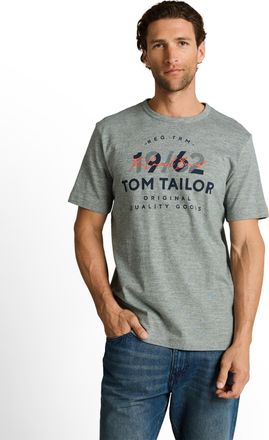 Tom Tailor T-Shirt TOM TAILOR, Herren, Gr. XXL, gr&uuml;n navy injected, Single Jersey, Obermaterial: 100% Baumwolle, bedruckt, regular fit normal, Rundhals, Shirts T