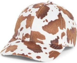 BCBGeneration Cow-Print Faux-Hair Baseball Cap in Ivory Multi at Nordstrom Rack