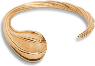 Bottega Veneta Closed Bud Cuff Bracelet in 8120 Yellow Gold at Nordstrom, Size Medium