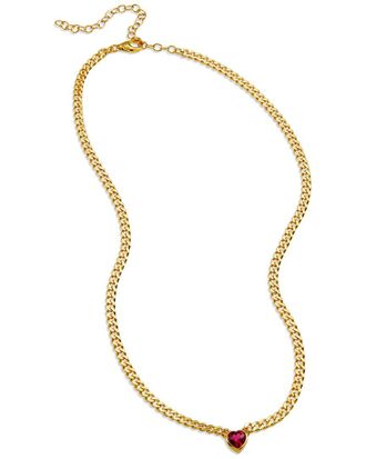 Savvy Cie Jewels 18K Over Silver Cz Heart Necklace