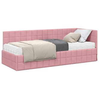 vidaXL Estructura De Cama Esquina Con Colch&oacute;n 2 Pcs Gris Terciopelo Vidaxl