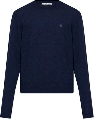 Acne Studios Crewneck Sweater - Heren - Ronde hals truien - Blauw - Xl/2Xl - Wol - Truien & Vesten