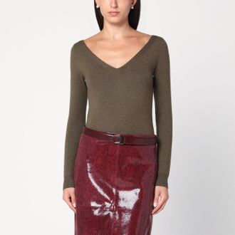 Saint Laurent Khaki cashmere sweater