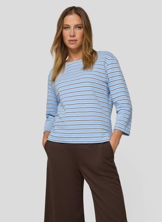 Rabe 3/4-Arm-Shirt RABE, Damen, Gr. 36, ozean, Strick, Obermaterial: 52% Baumwolle, 28% Polyester, 20% Viskose, gestreift, normal h&uuml;ftbedeckend, Rundhals, 