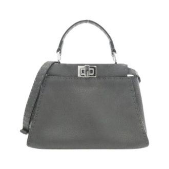 Fendi Pre-owned Peekaboo Mini Handbag - Dames - Pre-owned - Grijs - Maat: ONE Size Leer