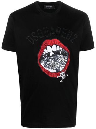 Dsquared2 T-shirt met print - Zwart