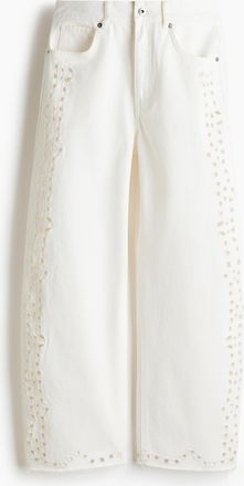 H&M Jeans mit Broderie Anglaise - Weiss