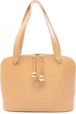 Chanel Beige Leather Handbag Tote Bag (Pre-Owned)