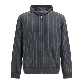 Herno Hooded Sweatshirt With Zip - Heren - Sweatshirts & Hoodies - Grijs - Maat: M Katoen