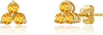 MAX + STONE 14k White or Yellow Gold Small Gemstone Trio Round Stud Earrings
