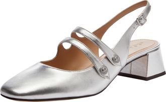 Coach Womens Winley Metallic Slingback Mary Jane Flat, Charcoal/Black, 6.5 UK