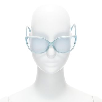 Linda Farrow LFL656/9 blue acetate clear lens oversized sunglasses