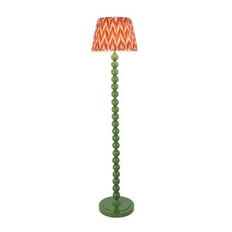 Netlighting Higgledy Gloss Green Floor Lamp Orange Fabric Zigzag Shade 35cm E27