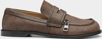 J.W.Anderson Mens Zip closure suede penny loafer Men