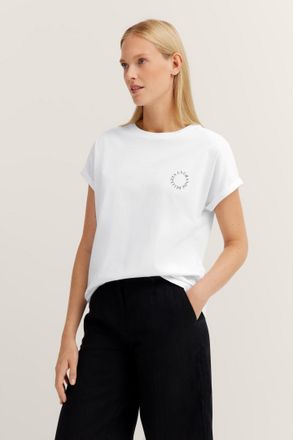 Bugatti T-Shirt BUGATTI, Damen, Gr. XL, weiss (10, wei&szlig;), 100% Baumwolle, unifarben, normal, Rundhals, normaler Saum, Shirts T-Shirt, aus Bio-Baumwolle