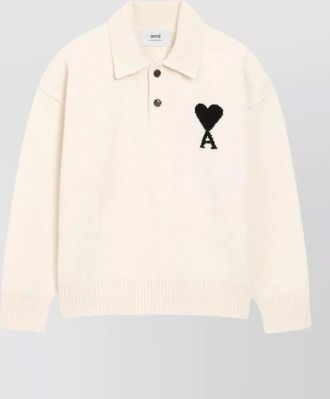 Ami virgin wool long-sleeve polo shirt