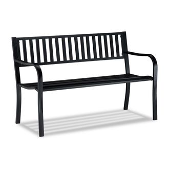 Relaxdays Banco Jard&iacute;n, Asiento 2 Plazas, C&oacute;modo Y Robusto, Para Terraza Y Balc&oacute;n, 82 X 127,5 X 59,5 Cm, Negro - Relaxdays