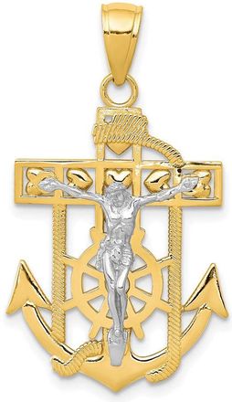Diamond2Deal 10k Two-tone Mariners Crucifix Pendant