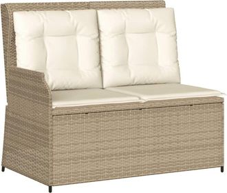 vidaXL Sill&oacute;n Reclinable De Jard&iacute;n Con Cojines Rat&aacute;n Sint&eacute;tico Beige Vidaxl