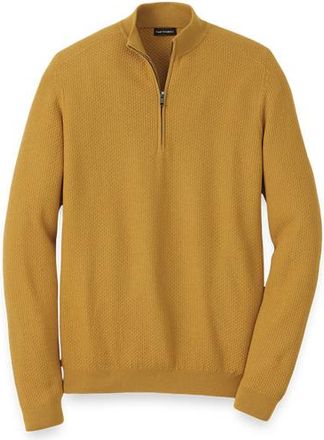 Paul Fredrick Silk Cotton Cashmere Quarter Zip Mock Neck Sweater in Gold at Nordstrom, Size X-Large