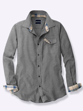 Catamaran Flanellhemd CATAMARAN, Damen, Gr. 39/40, Normalgr&ouml;ssen, grau (anthrazit, meliert), 75% Baumwolle, 25% Wolle, unifarben, k&ouml;rpernah, Hemden Flanellhemd