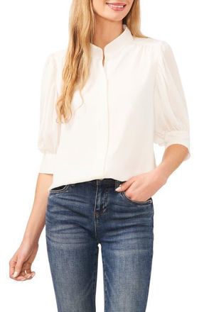 CeCe by Cynthia Steffe Puff Sleeve Button-Up Shirt in New Ivory at Nordstrom, Size X-Large