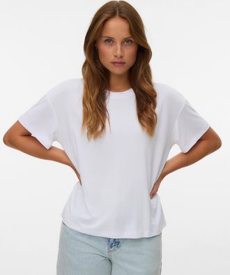 Vero Moda Kurzarmshirt VERO MODA VMFILLI 2/4 TEE JRS NOOS, Damen, Gr. XL, hellwei&szlig;, Jersey, Obermaterial: 70% Modal, 30% Polyester, unifarben, relaxed fit norma