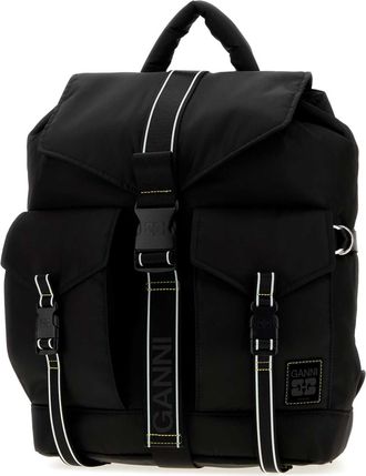 Ganni Womens Sport Backpack Black Fabric