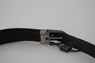 Dolce & Gabbana Black Velvet Silver Tone Metal Buckle Men Mens Belt
